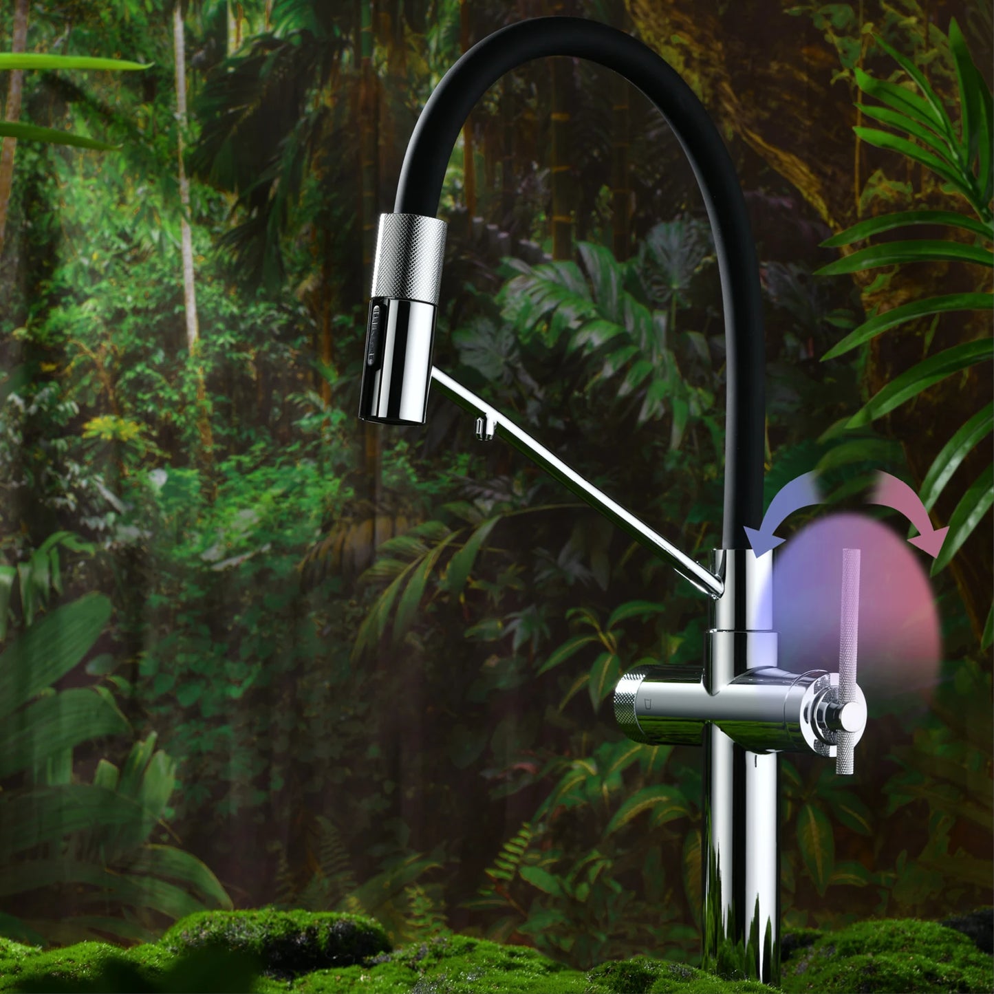 Aitana Pull Out Kitchen Faucet Three Function Hot Cold Water