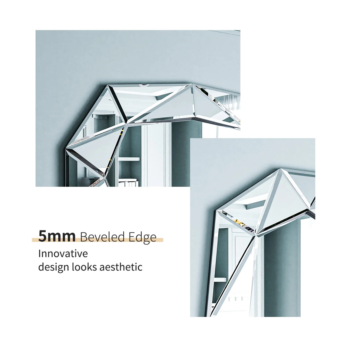 Wisfor Irregular Beveled Diamond Edge Glass Wall Mirror