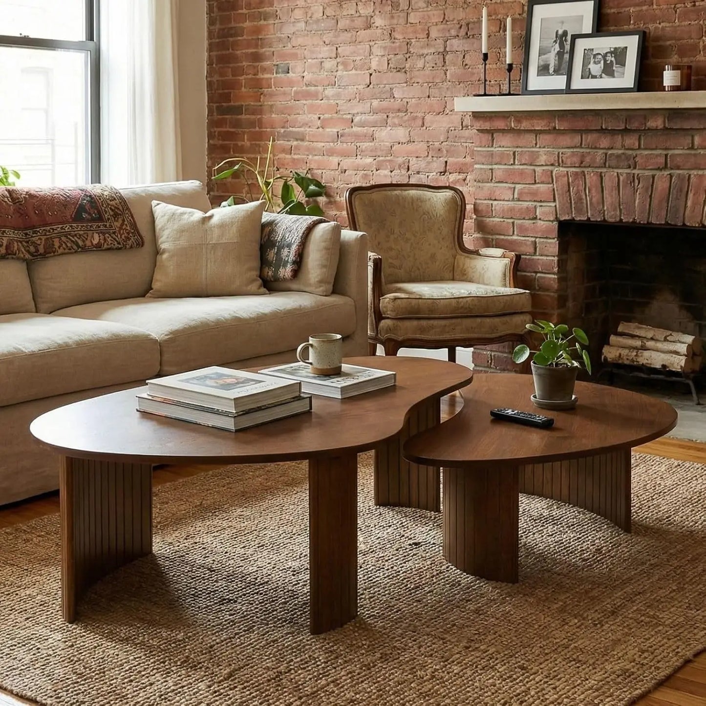 Walnut Nesting Coffee Tables Set Of 2 Mid Century Modern