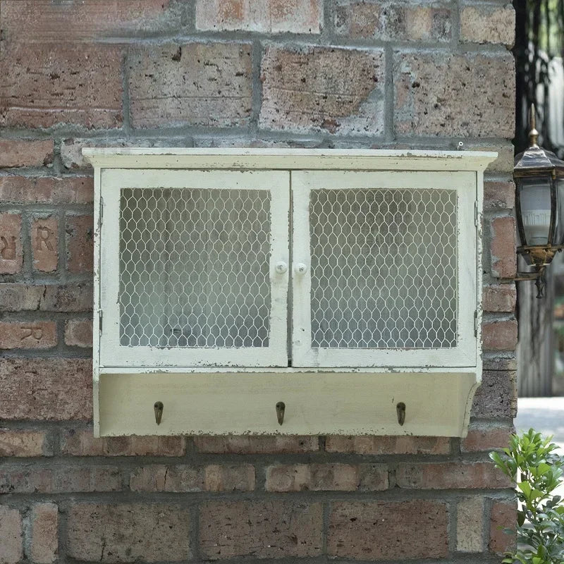 Handmade American Country Wooden Wall Cabinet Antique Kitchen Cupboard