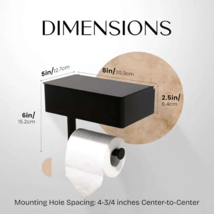 Matte Toilet Paper Holder With Shelf And Wipe Storage