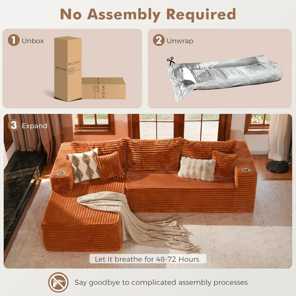 Guangbai Memory Foam Sectional Sofa With Chaise Modern L Shape