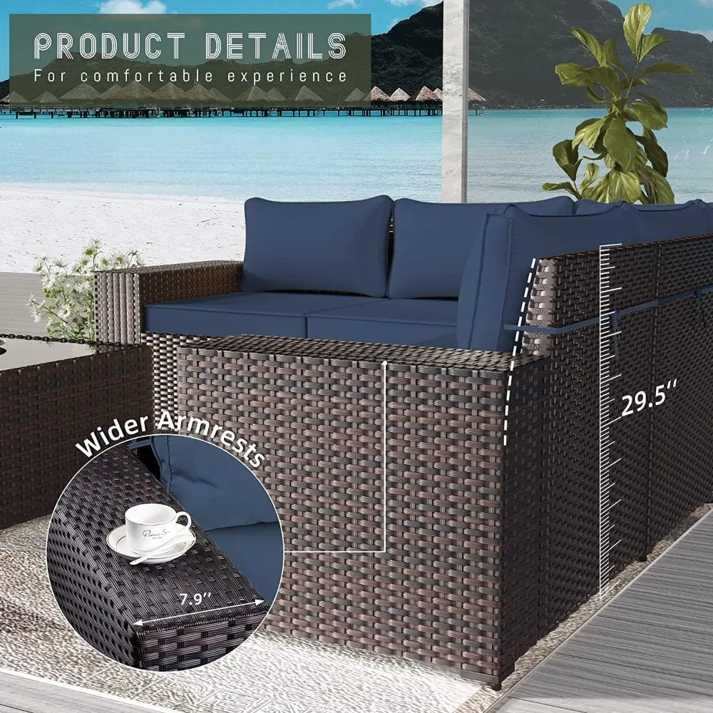 XIAOLANG Outdoor Patio Furniture Conversation Set Weather PE Rattan Wicker