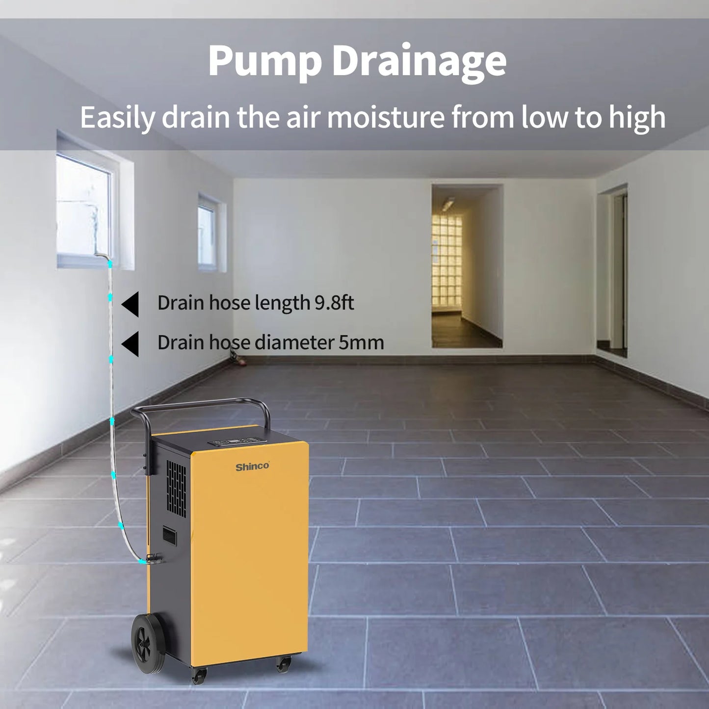 Shinco 200 Pint Commercial Dehumidifier With Pump for Crawl Spaces