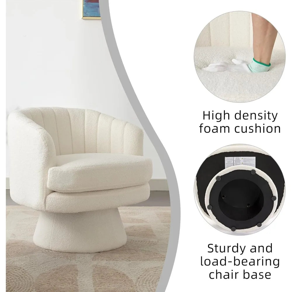 Modern 360 Degree Swivel Barrel Chair With Soft Cushioned Sherpa Armchair