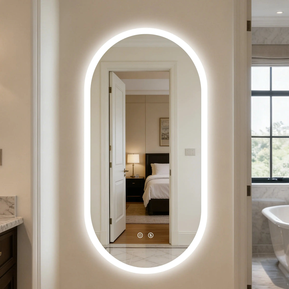 Borwart Smart LED Bathroom Mirror With Anti Fog Tempered Glass