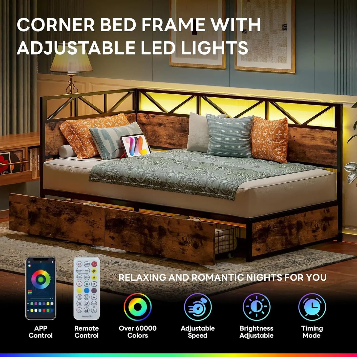 Folded Twin Daybed With Storage Drawers And Charging Station