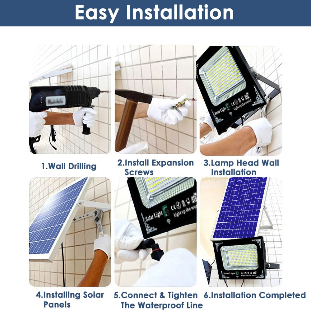 500W LED Solar Light Dual Head Flood Light Outdoor Garden