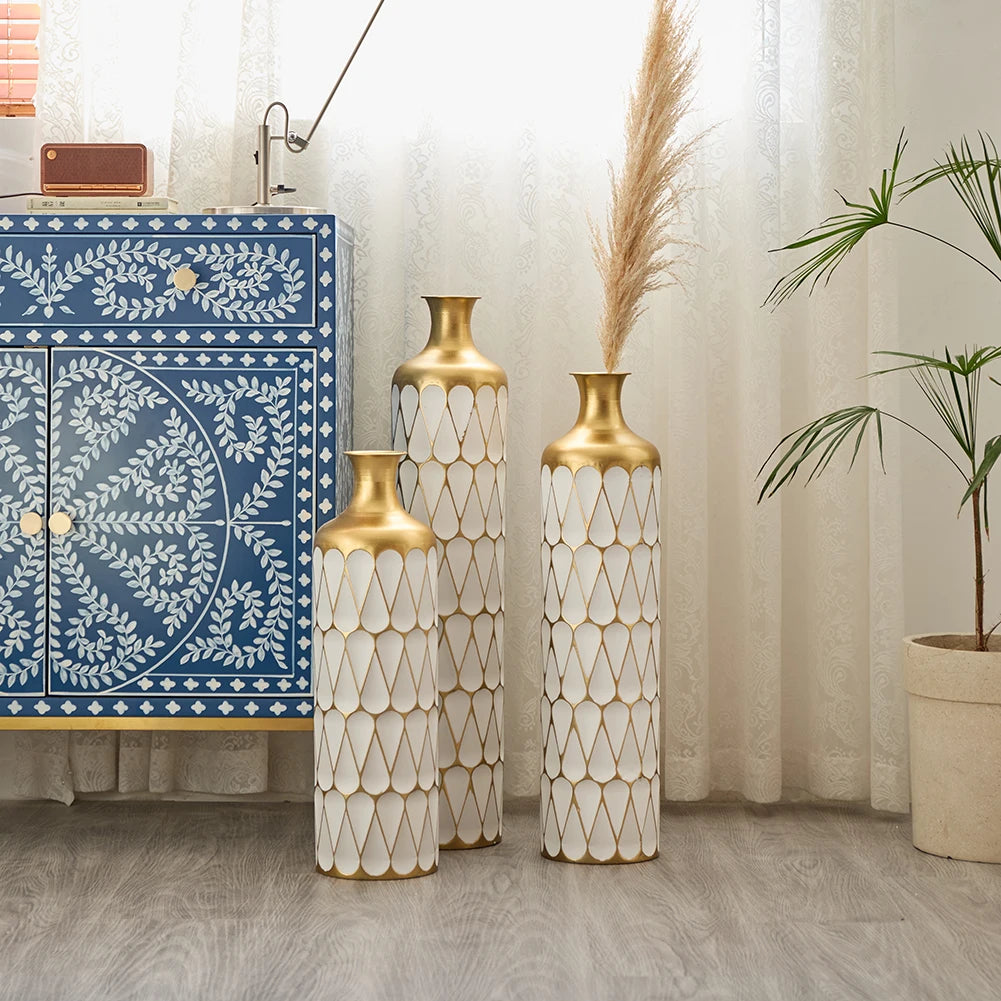 TWISTER.CK Floor Metal Vase Set Modern Decorative Drop Shape Vases