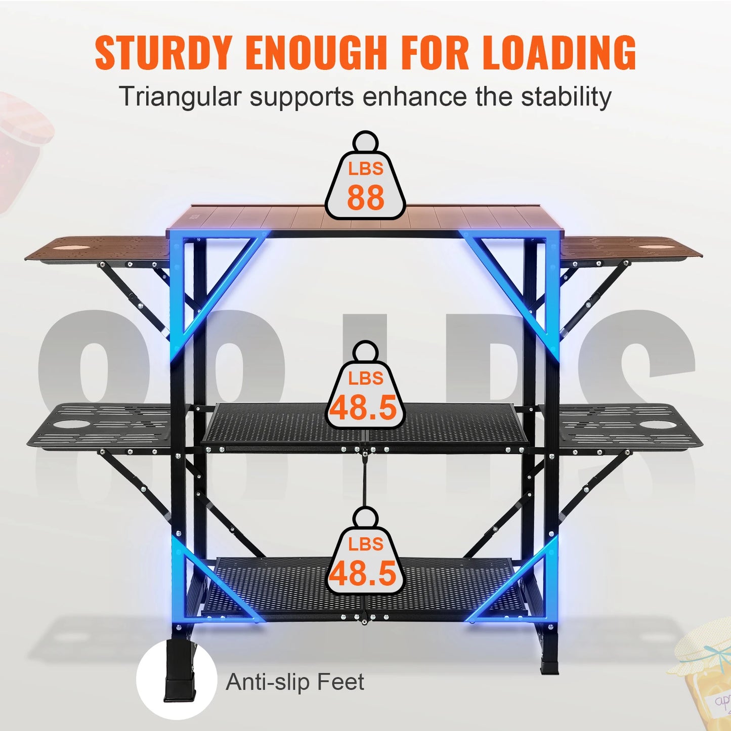 SucceBuy Camping Kitchen Table Folding Portable Outdoor Cooking Station
