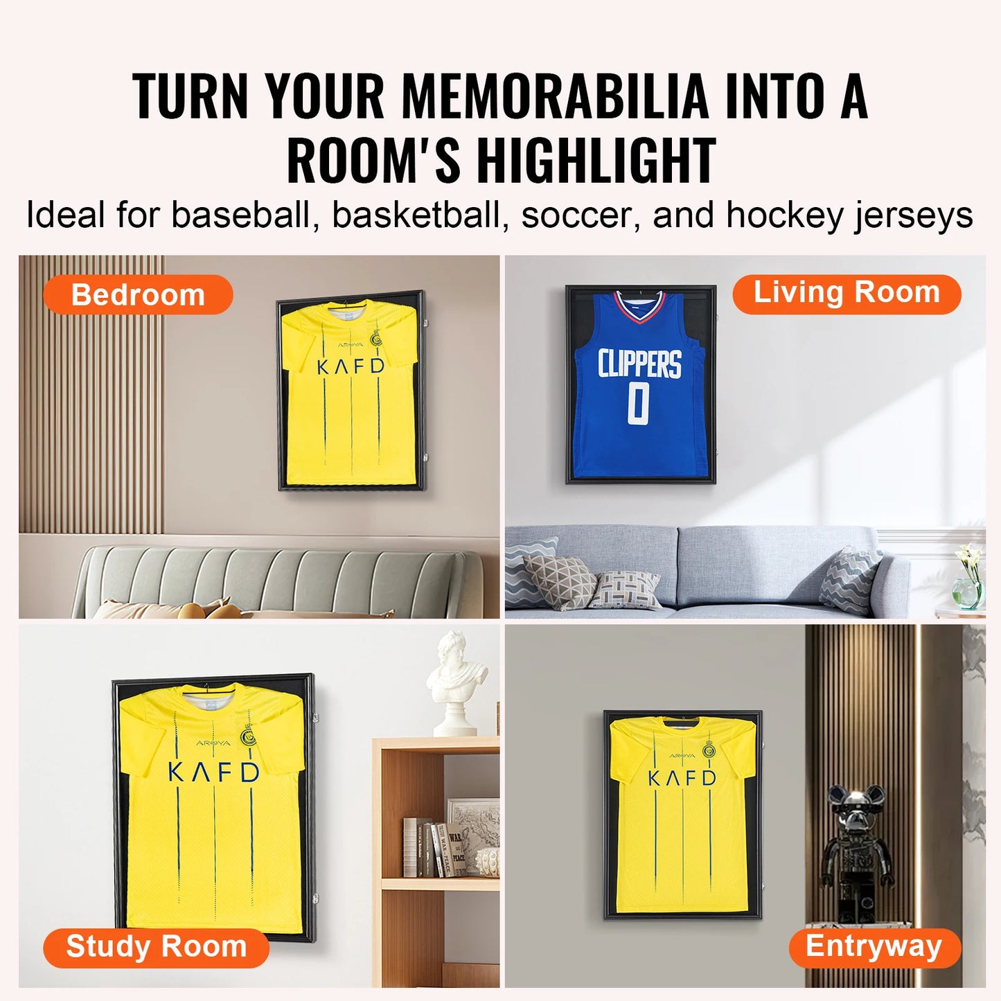 SucceBuy Jersey Display Case Lockable UV Shield PC Glass