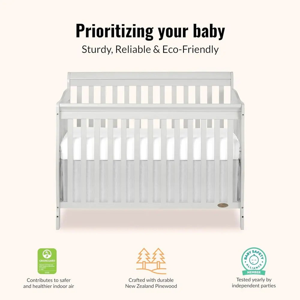 4 In 1 Convertible Crib Greenguard Gold Certified Mattress Height Options