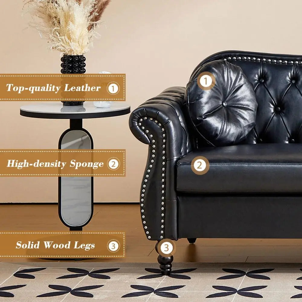 OEING Mid-Century Modern Two-Seater Loveseat With Deep Button Tufting