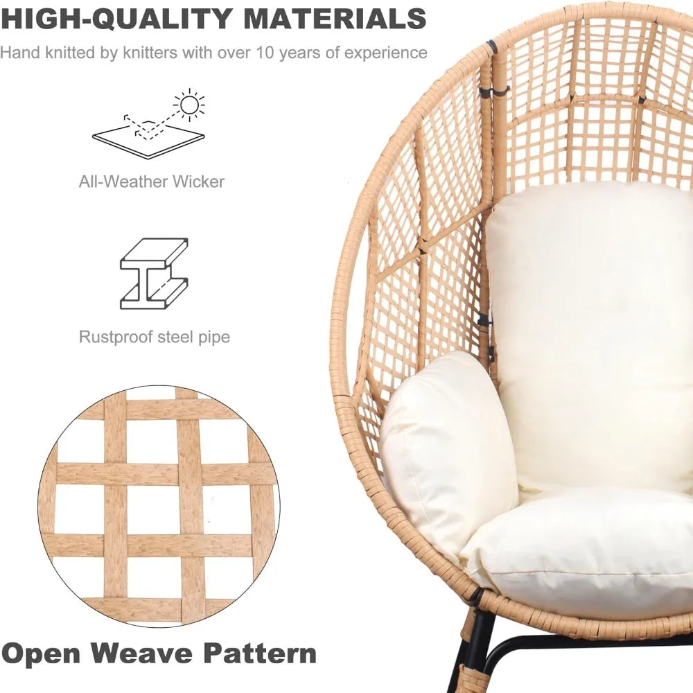 Two Piece Wicker Egg Chair Set For Indoor Outdoor Use