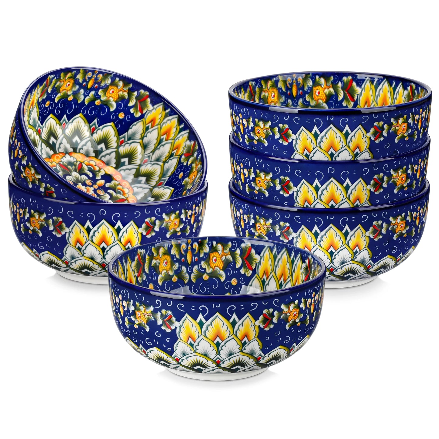 Malacasa Floral Ceramic Cereal Bowls Set Porcelain Bohemian Style