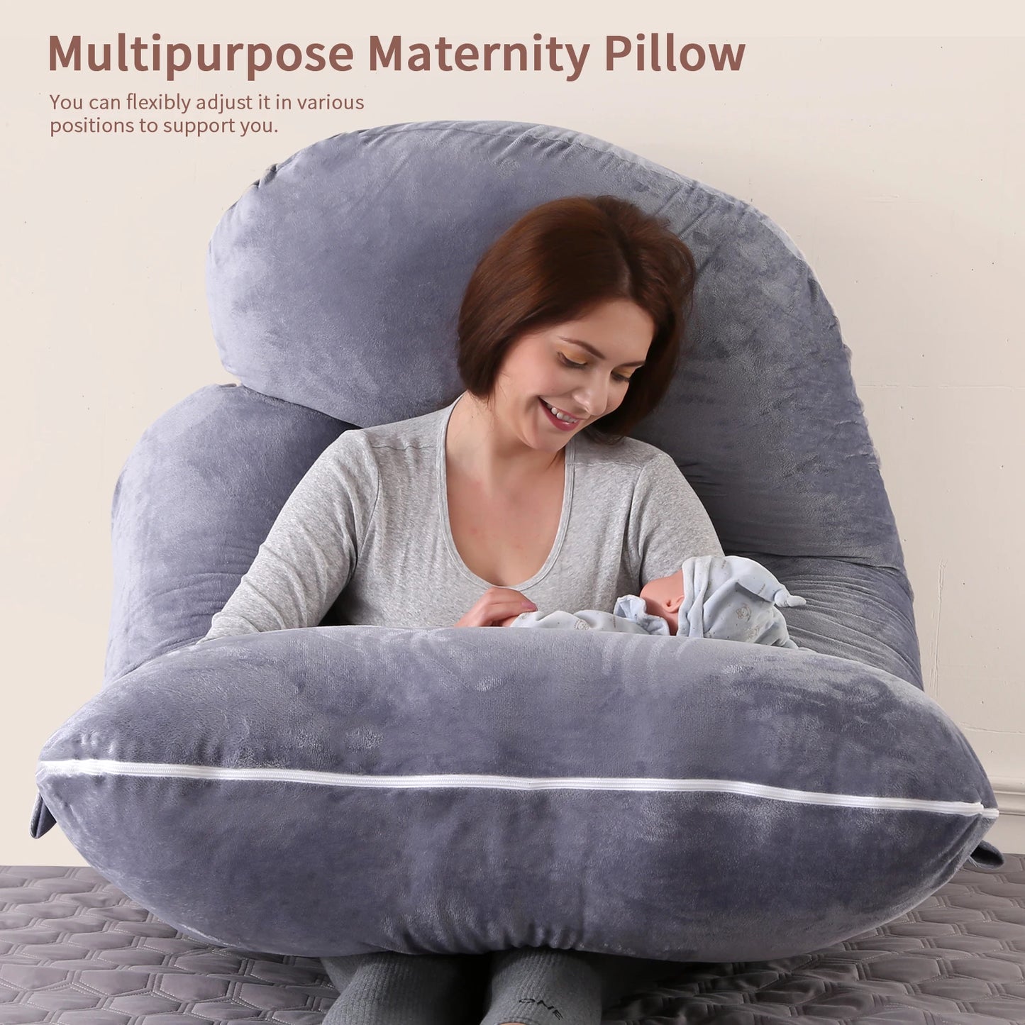 G Shaped Full Body Pregnancy Pillow With Removable Cover For Maternity Support
