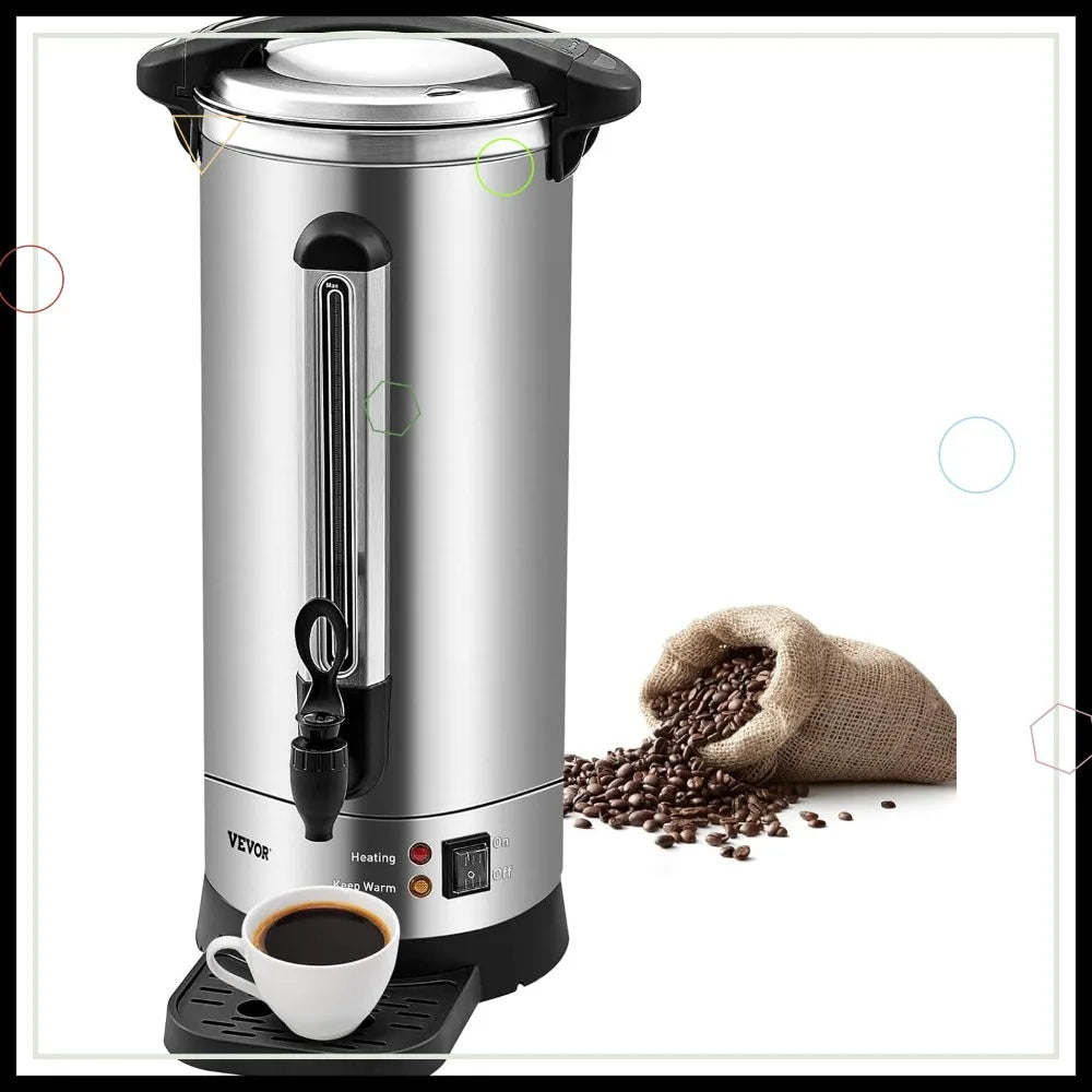 Large Coffee Urn 1500W Electric Stainless Steel Hot Water Dispenser