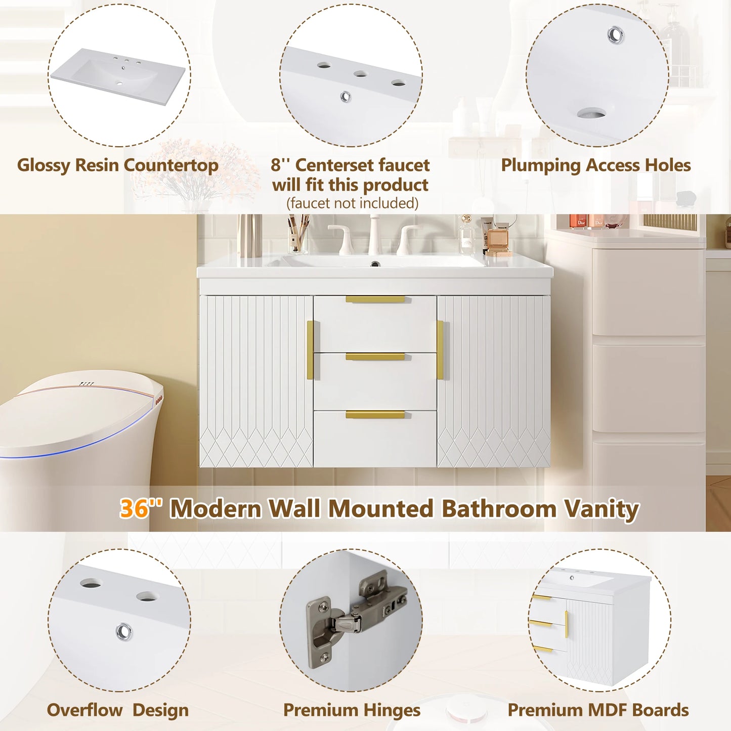 Sh.Kl Wall Mounted Vanity With Sink And Two Drawers