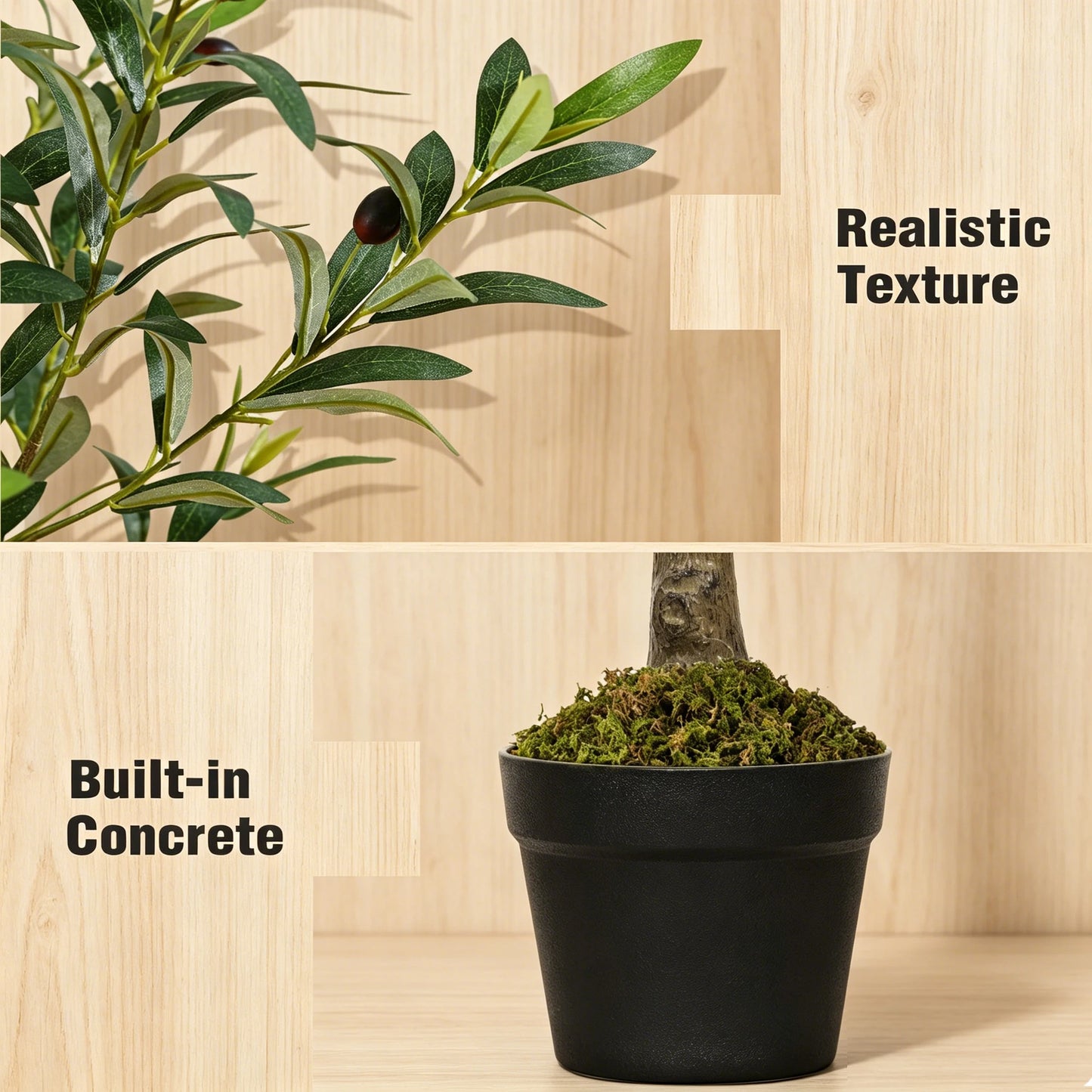 Artificial Olive Tree In Black Pot With Realistic Fruits For Indoor Decor
