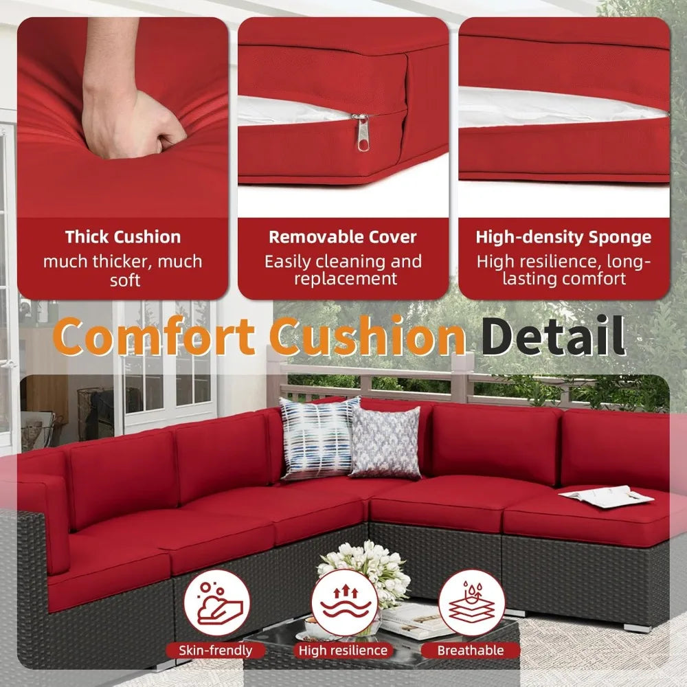 Outdoor Patio Sofa Set Rattan Wicker With Glass Top Table