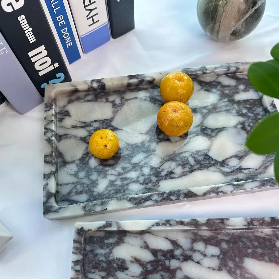 Calacatta Viola Marble Vanity Tray For Bathroom And Dresser