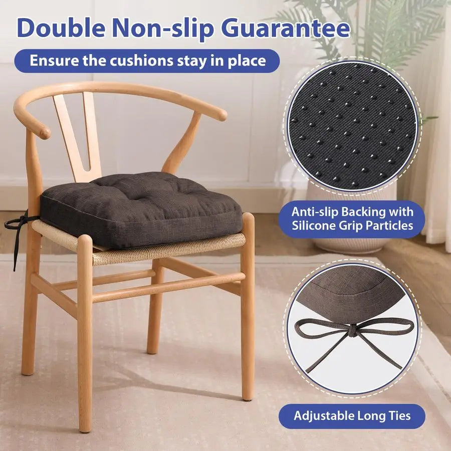 Dining Chair Cushions Tufted Pads With Ties Non Slip Backing