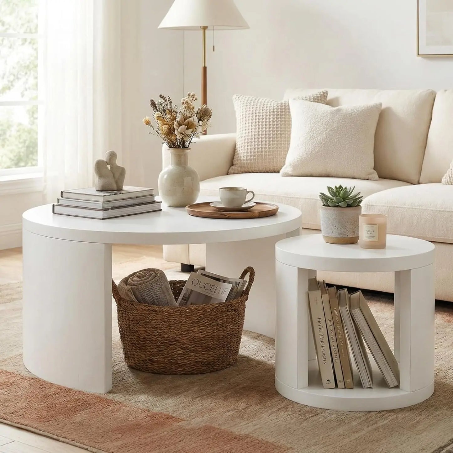 Round Nesting Coffee Tables With Storage