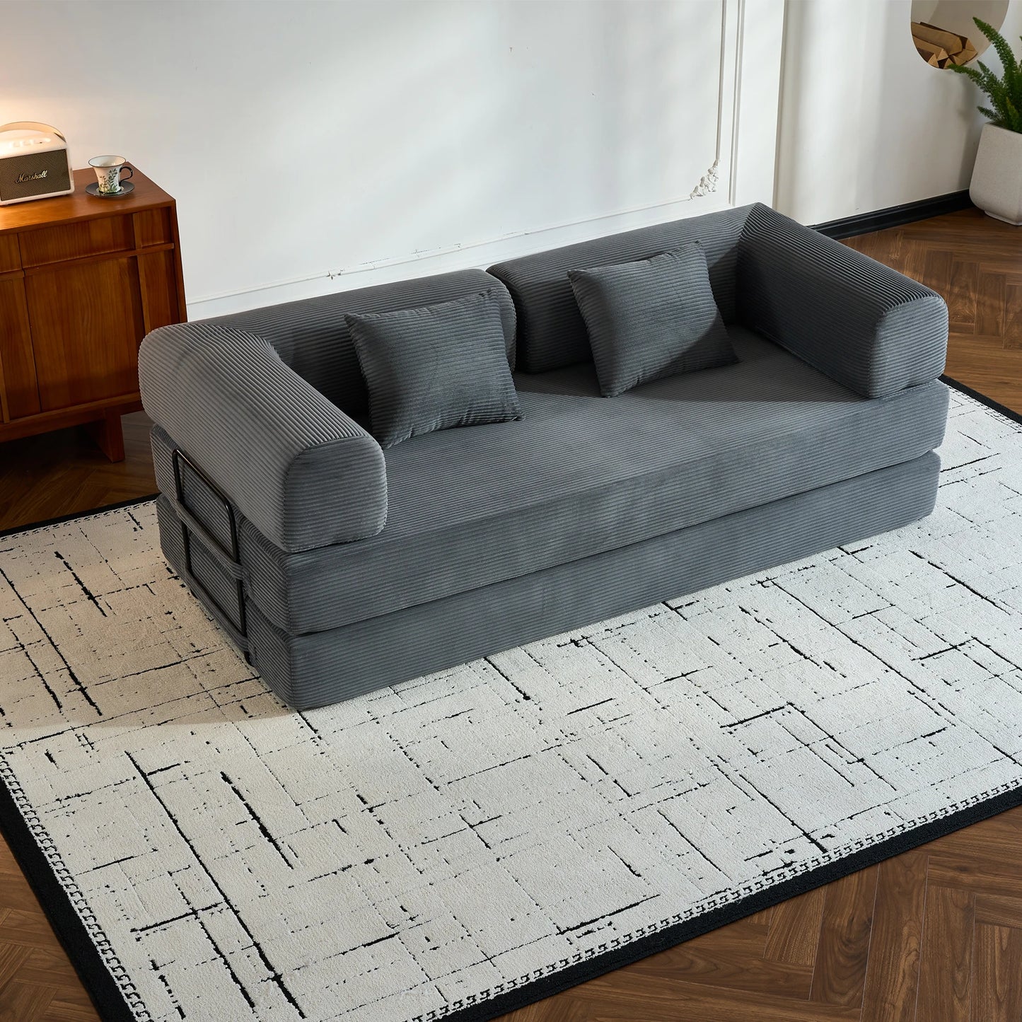 THOLASIS Folding Sofa Bed Corduroy Futon For Small Spaces