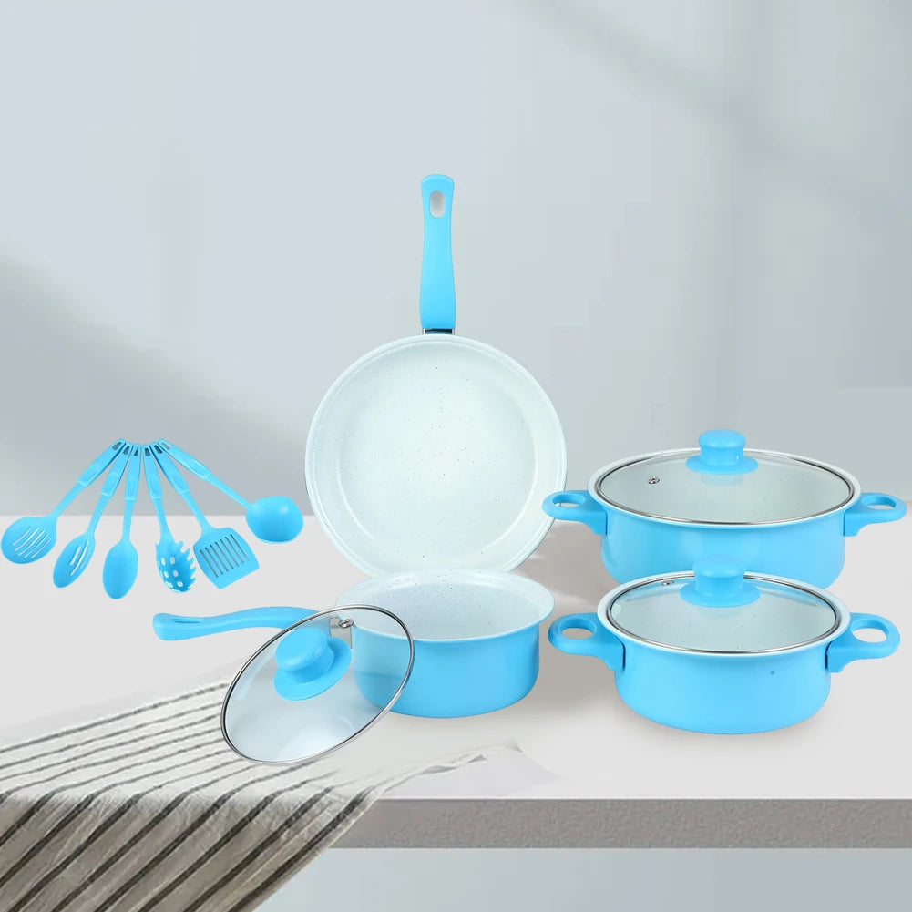 APWIKOGER 12-Piece Maifan Stone Nonstick Frying Pan Set With Lid