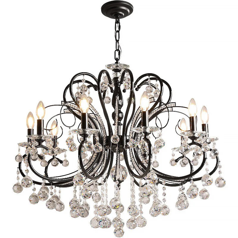 SaloEElaitte American Iron E14 LED Chandelier Crystal Pendant Light