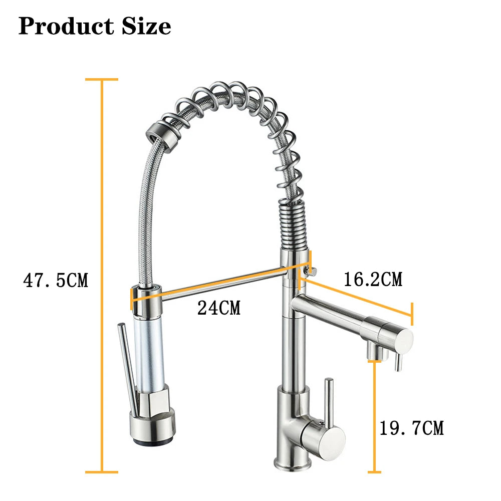 DQOK Dual Handle Pull Down Kitchen Faucet Deck Mounted Water