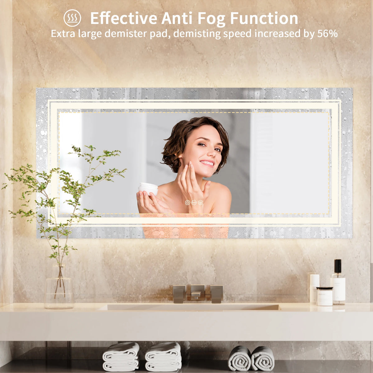 Illuminated LED Bathroom Vanity Mirror With Touch Control