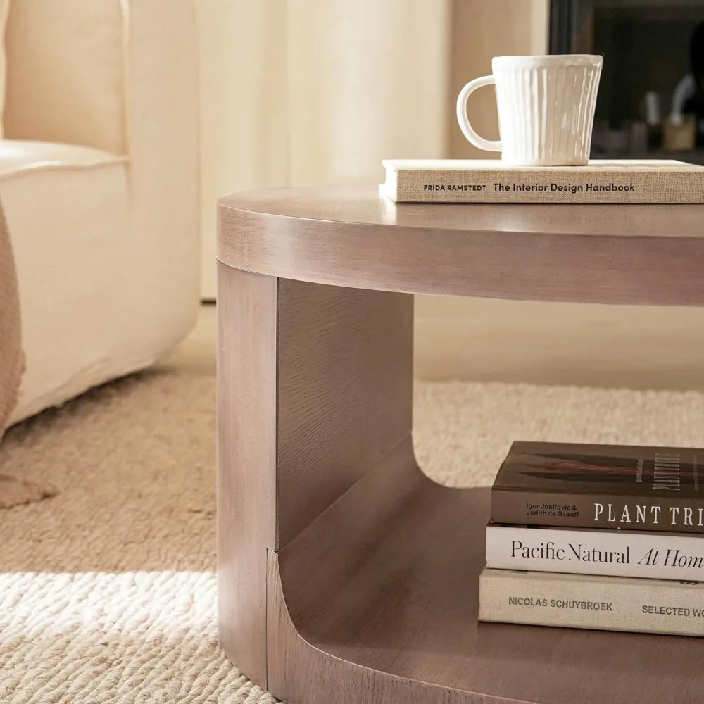 Coffee Table With Storage Two Tier Circle Wood Center Tables