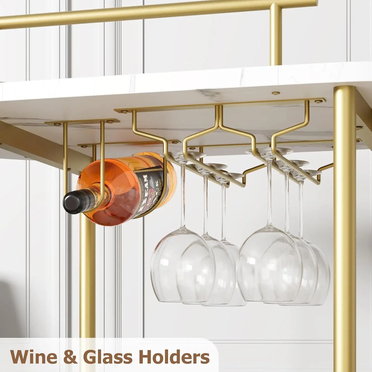 HobbyLane 4 Tier Bar Cart On Wheels With Wine Rack
