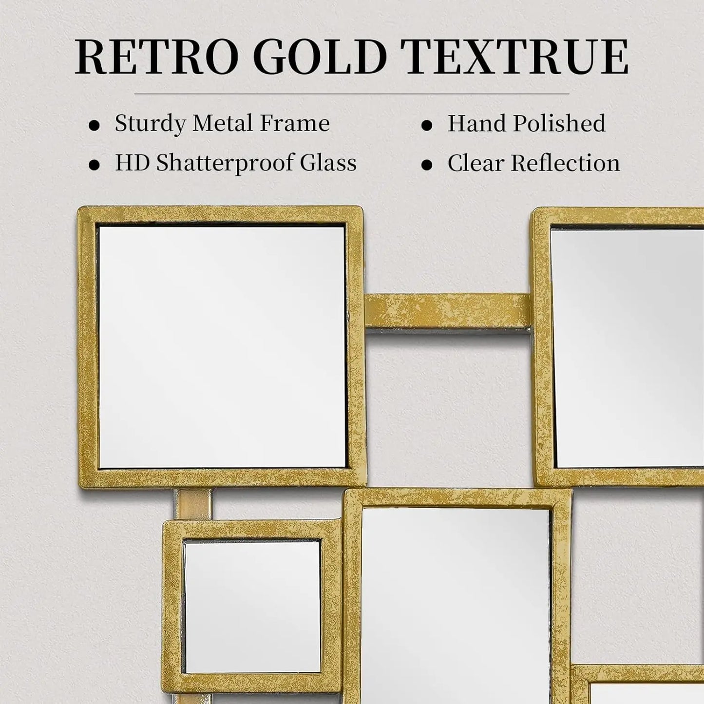 Modern Wall Mirror With Unique Mosaic Metal Frame Decorative