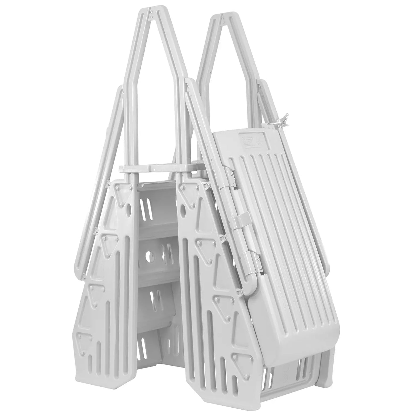 Adjustable Above Ground Pool Ladder With Gate Closure And Deck Mount Flanges