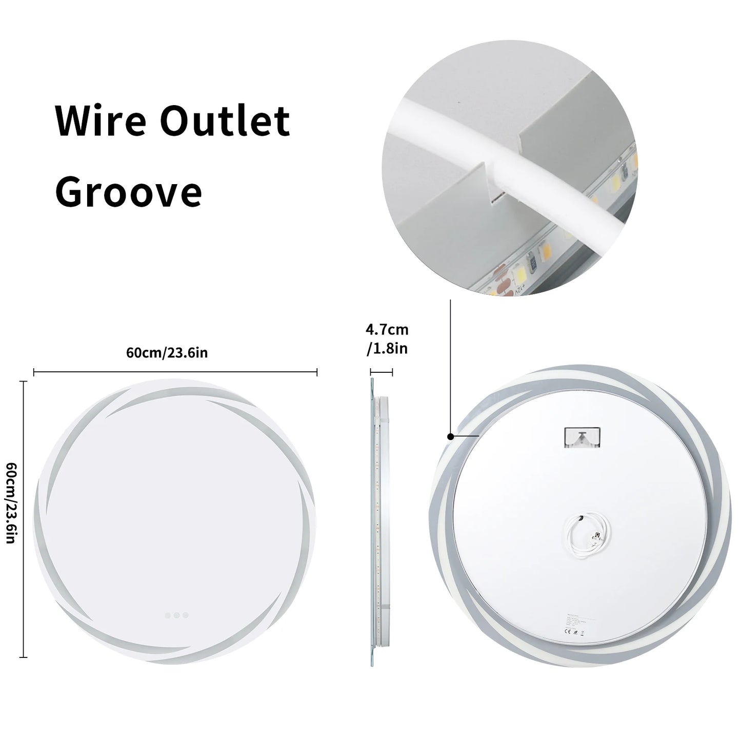 LED Backlit Bathroom Mirror With Anti-Fog, Dimmable Three Lighting Modes