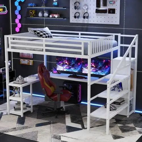 Loft Bed Frame For Adults With Stairs And Wardrobe