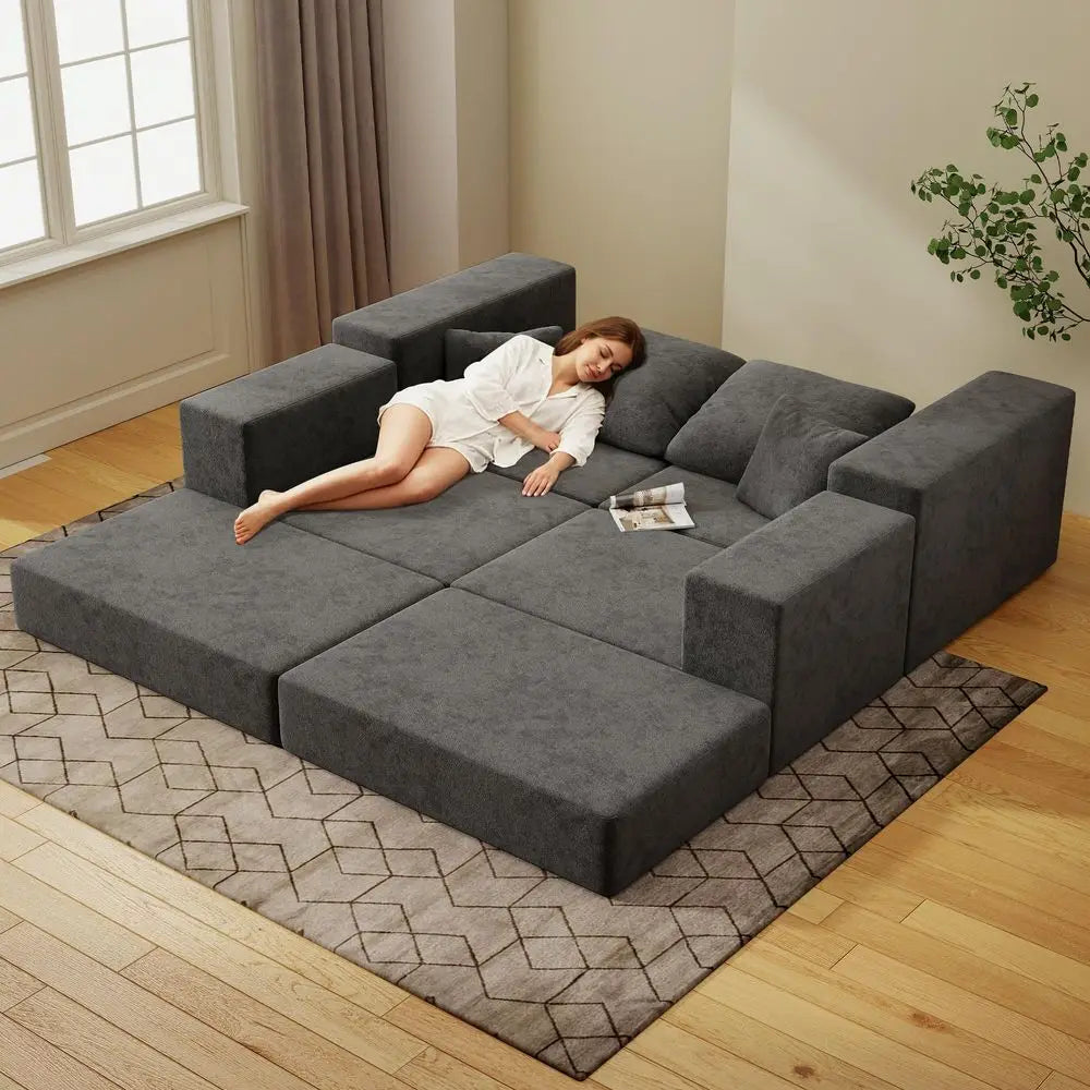 Modular Sectional Sofa With Reversible Chaise Sleeper Modern L Shaped