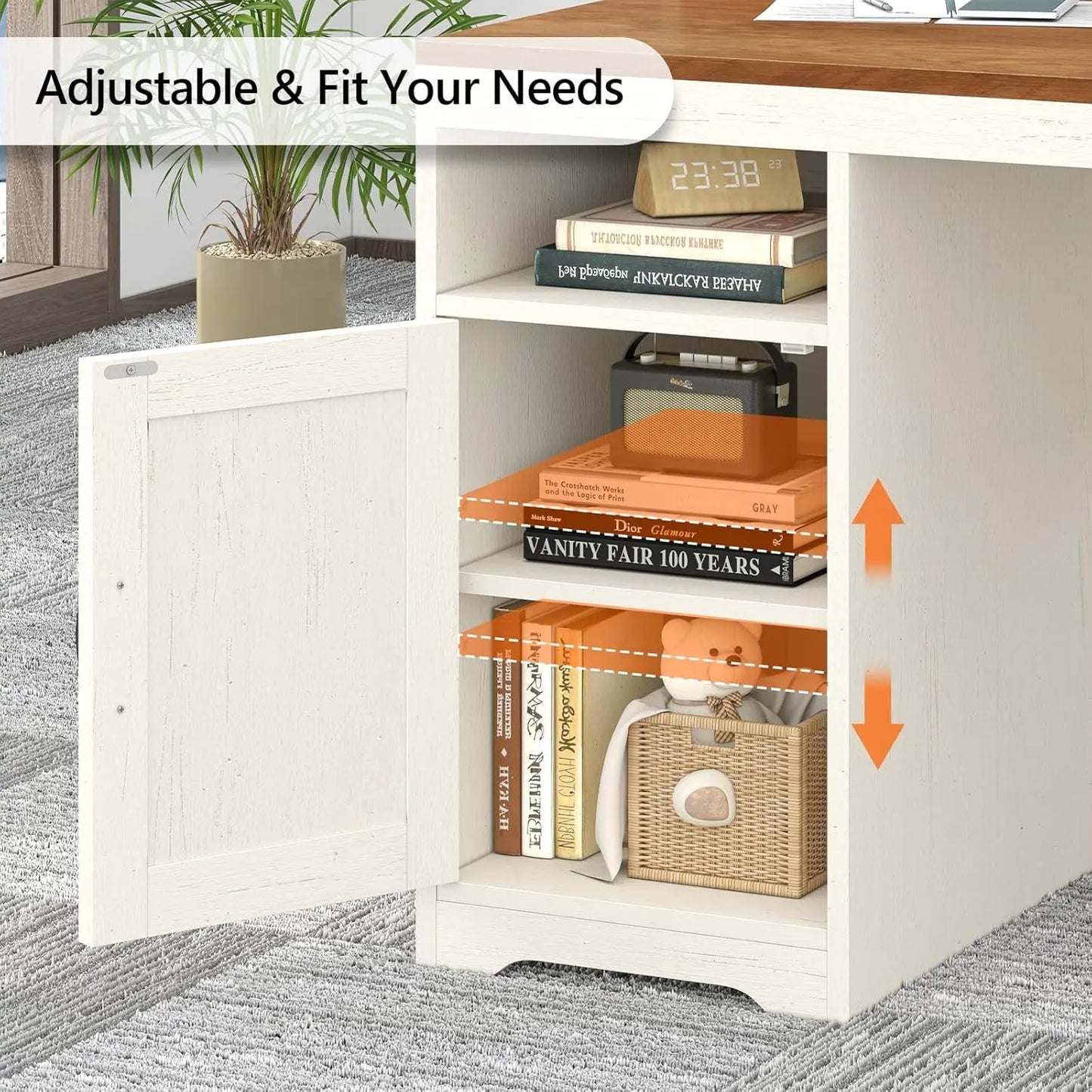 MOYU Farmhouse Computer Desk With Drawers And Power Outlets
