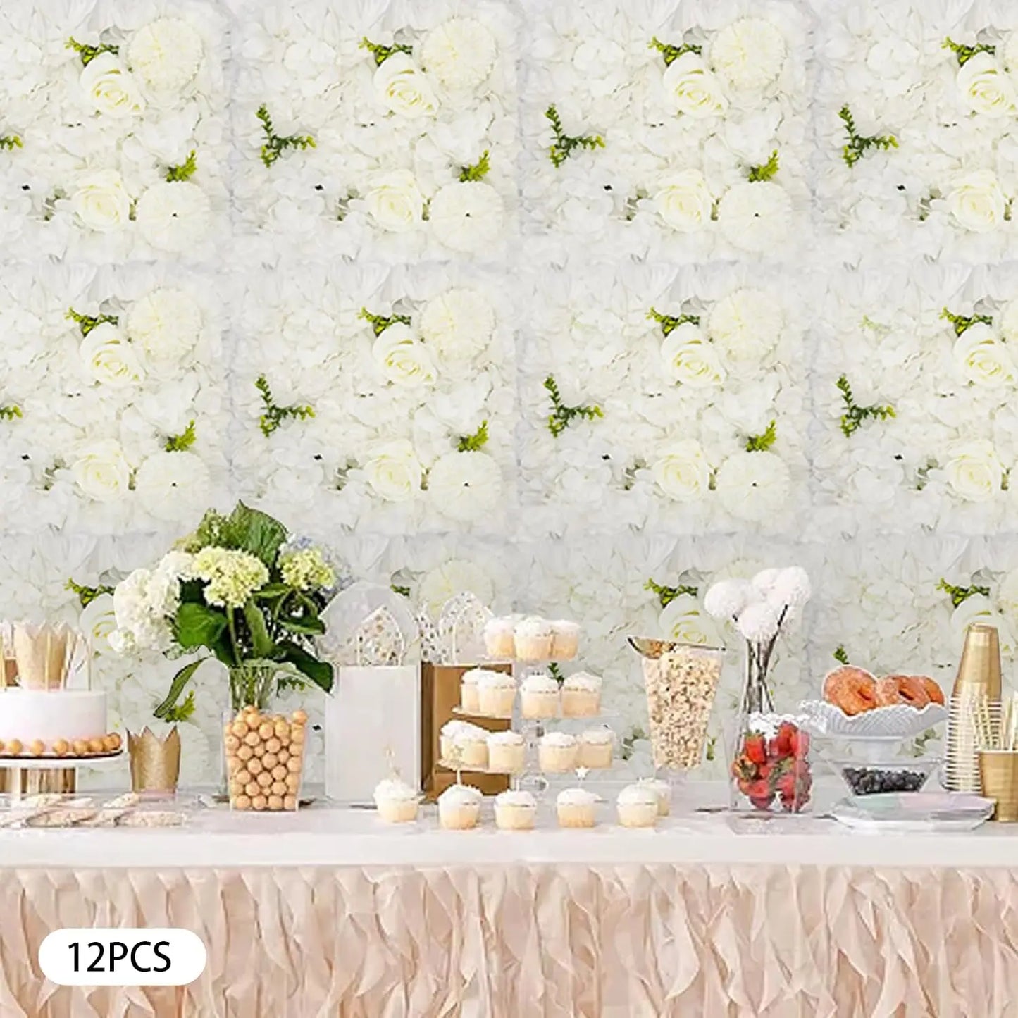 Flower Wall Panel Floral Backdrop 12 Pieces Decor For Wedding Party Home