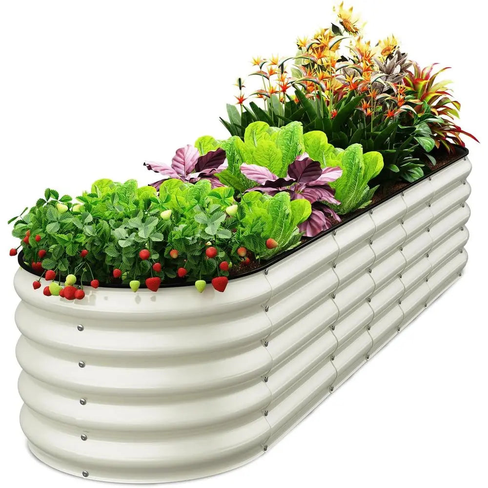 Oval Aluminum Raised Garden Bed for Vegetables and Herbs
