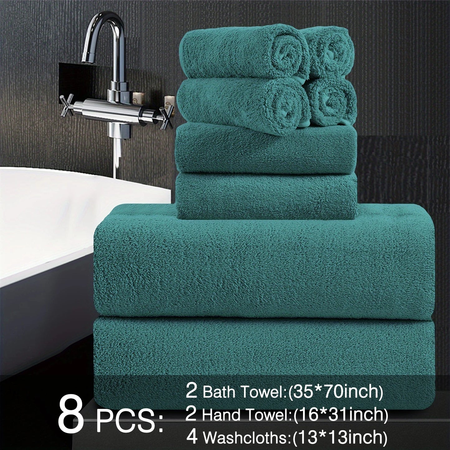 Belista Bath Towels Set 100 Percent Polyester Absorbent Machine Washable
