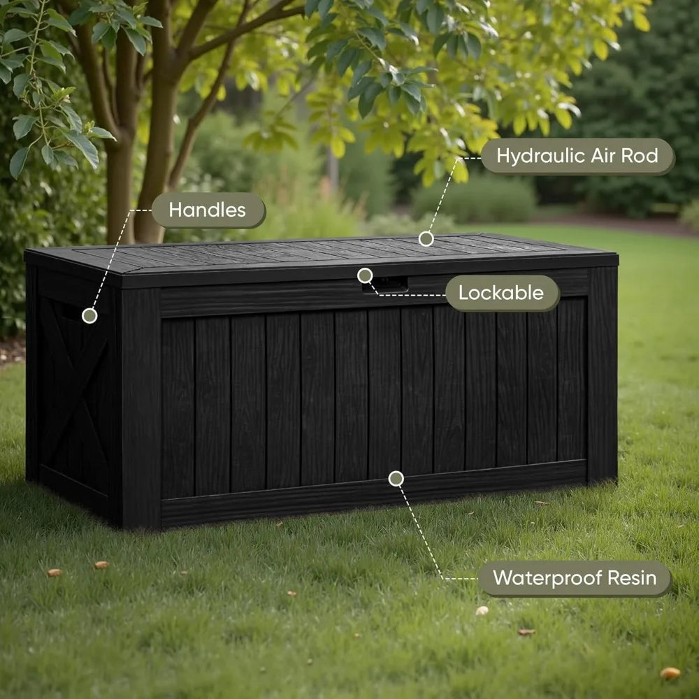 Resin Deck Box Outdoor Storage Box Imitation Wood Resin