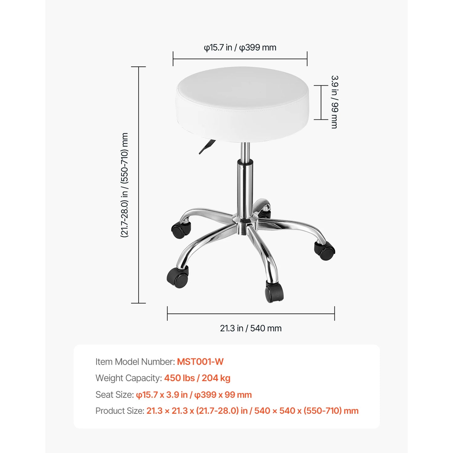 SucceBuy Rolling Stool With Wheels 450 Lbs Weight Capacity