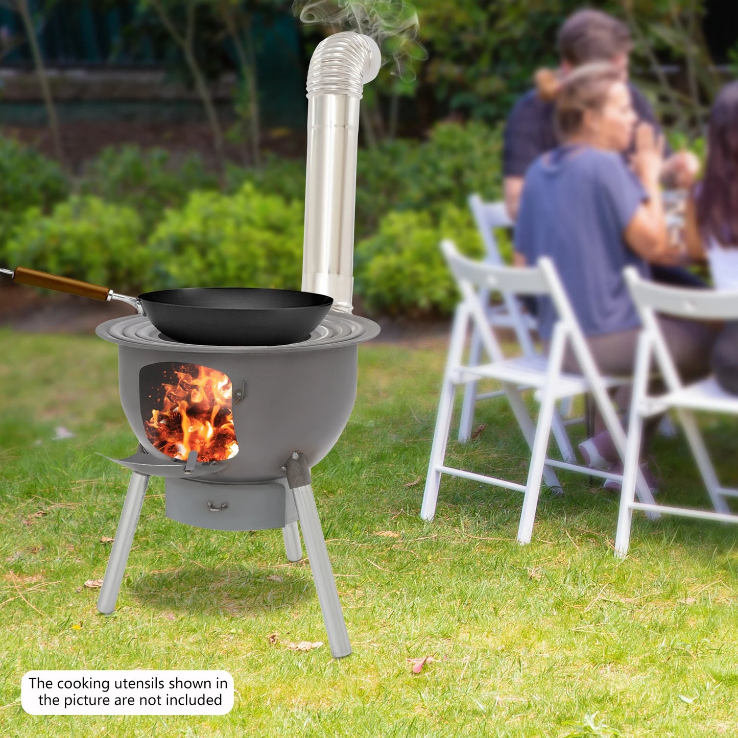 Multifunction Wood Burning Stove With Grill Rack Portable Camp Stove