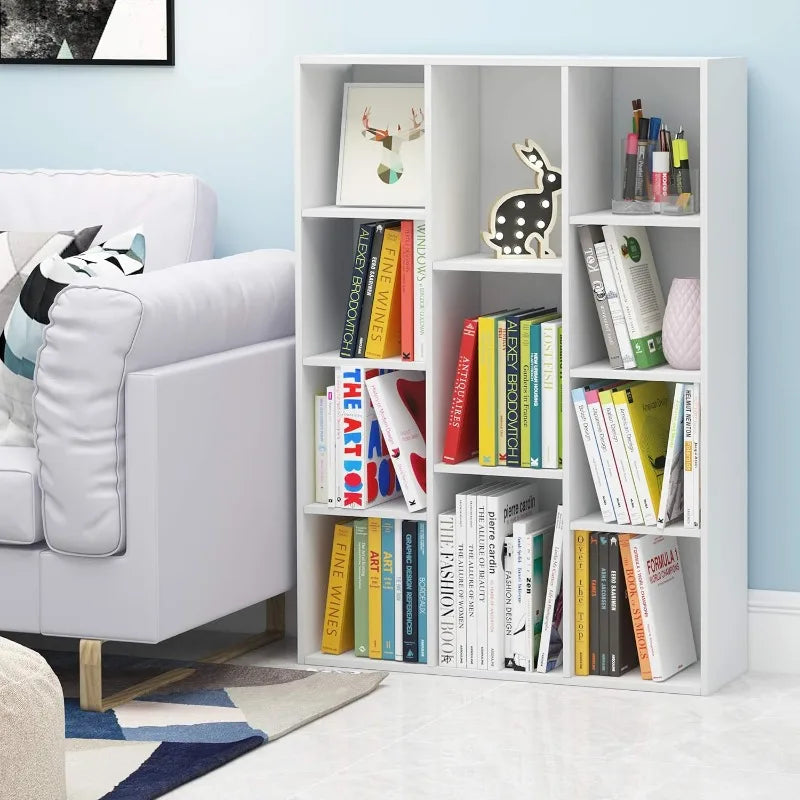 LUDER Bookshelf Reversible Bookcase For Living Room And Office