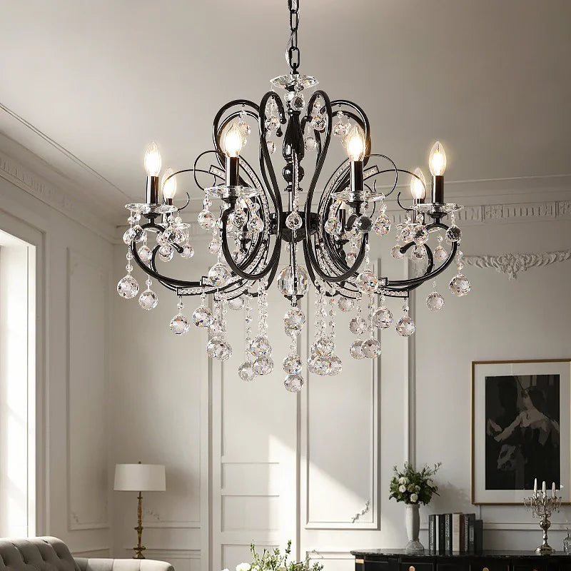 SaloEElaitte American Iron E14 LED Chandelier Crystal Pendant Light