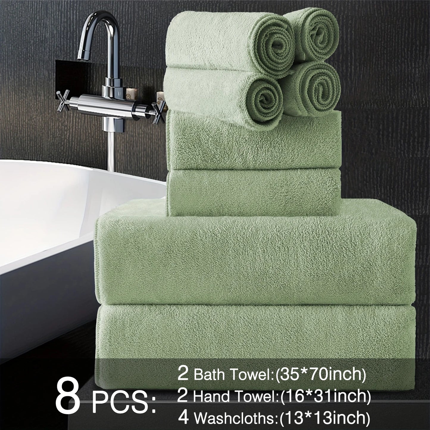 Belista Bath Towels Set 100 Percent Polyester Absorbent Machine Washable