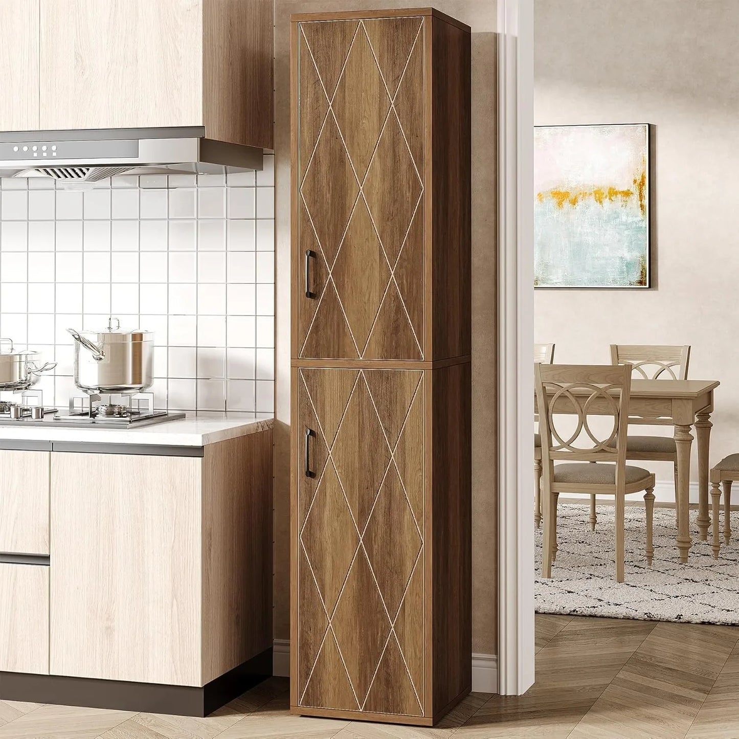 Little Tree Tall Narrow Storage Cabinet With Doors And Shelves